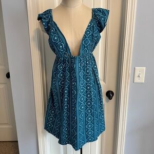 NEW Marigold XS Blue Floral Everlee Dress Mini Sundress ~ Retro Vibes Beach
